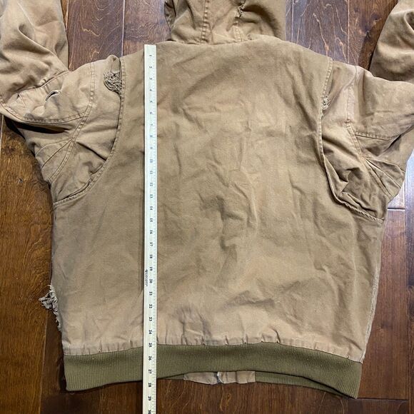 Lee Vintage 90s Workwear Full Zip Canvas Brown Sherpa Lined Trucker Jacket XXL - Picture 12 of 12